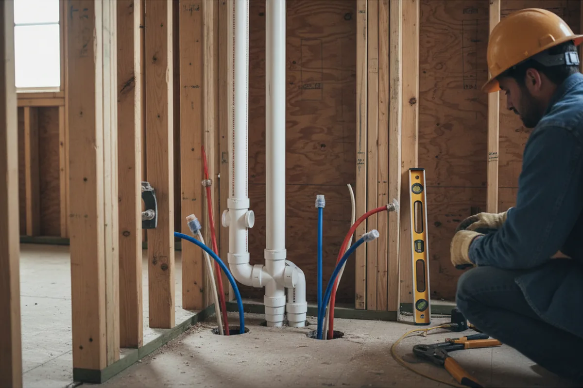 Drain and supply rough-in during Leak Detection in Houston